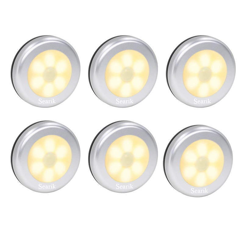Searik Motion Sensor Night Light Indoor, Wireless Battery Operated LED Night Light Safety Lamp Step Lights Under Cabinet Lights for Stair, Bathroom, Closet, Hallway, Path - Image 1